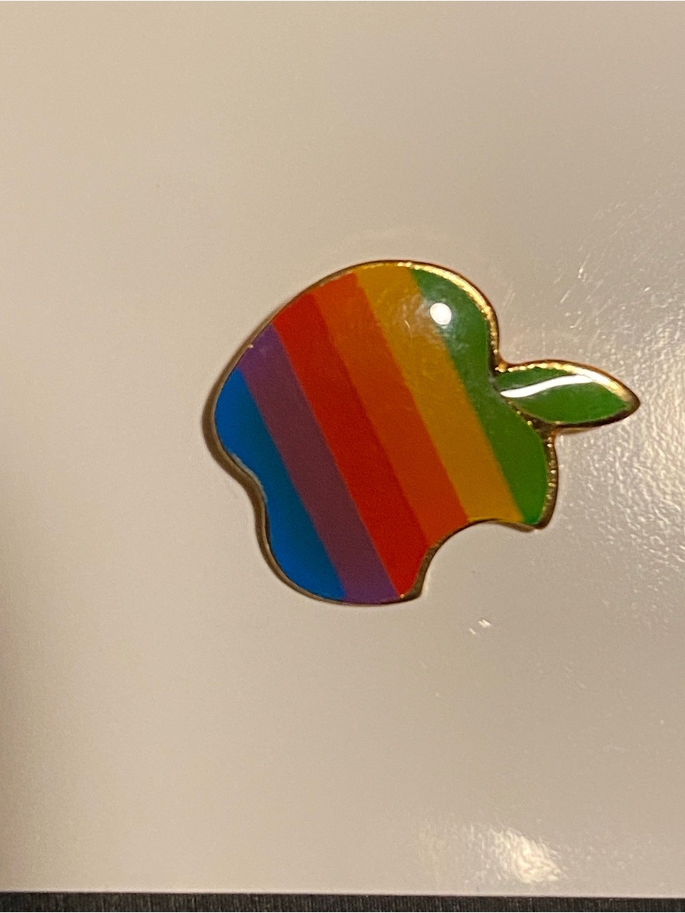 Rainbow 80’s era Apple Enamel Pin